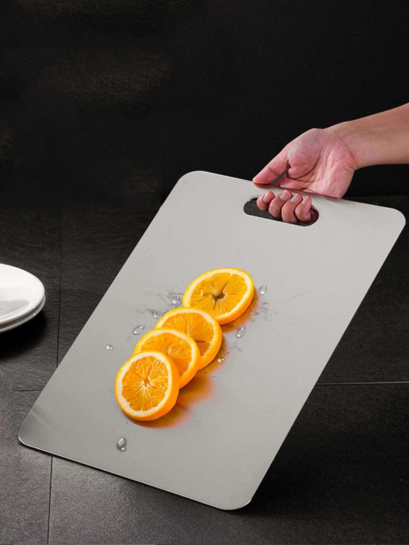 1Pc Stainless Steel Cutting Board, Silver Chopping Block for Kitchen